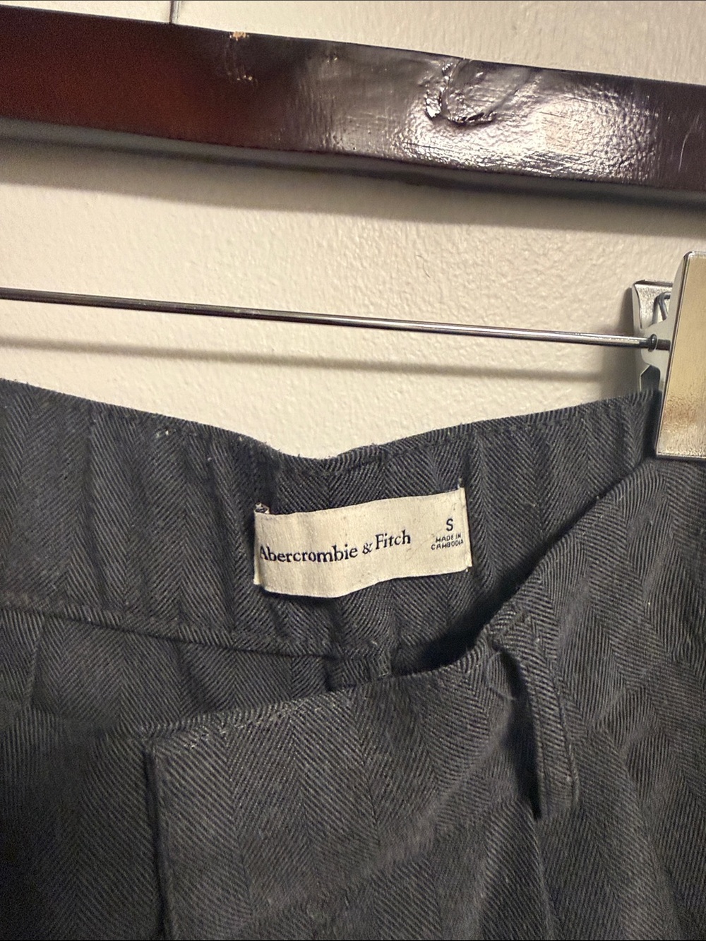 Abercrombie & Fitch Charcoal Gray Herringbone Pants - Picture 3 of 3